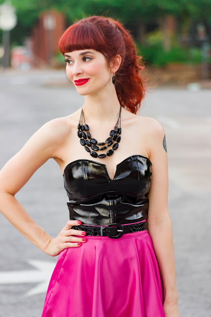 Black Faux Leather Corset Crop Top - Marie Femme Luxe Finery Reviews