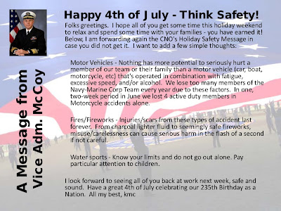 Independence Day message from Mr. McCoy about the safety during the day's celebrations.