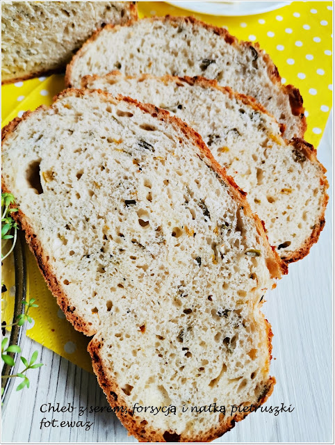 Chleb z serem, forsycją i natką pietruszki