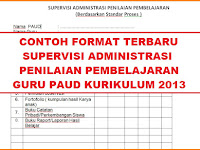 Format Terbaru Supervisi Administrasi Penilaian Pembelajaran Guru PAUD