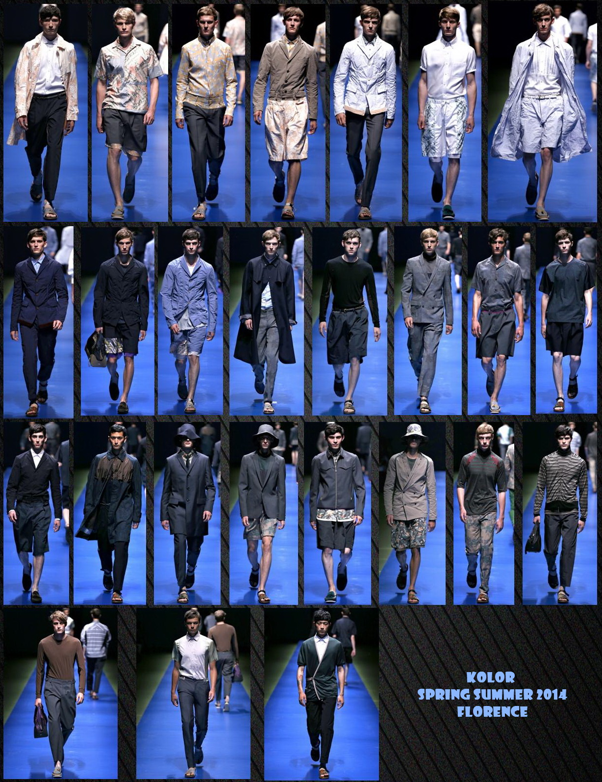 Kolor Spring/Summer 2014 Florence — Jester White, Gerhard Freidl, Robert Edenius, Rutger Schoone, Guerrino Santulliana, Michael Lange, Elias Cafmeyer, Friedrich Schaller, Sebastian Brice, Roberto Sipos, Kristoffer Hasslevall, Matthew Bell, Adrian Bosch, Anders Hayward, Jeroen Smits, Jakob Wiechmann, Taylor Cowan, Andrey Smidl, Hideki Asahina, Jens Pålsson, Christian Garcia, Yoshiaki Hayashi, Luca Stascheit, Arthur Daniyarov, Bastiaan van Gaalen & Sung Jin Park