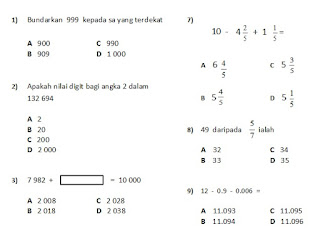 Selamat datang: Contoh Soalan Matematik : Peperiksaan 