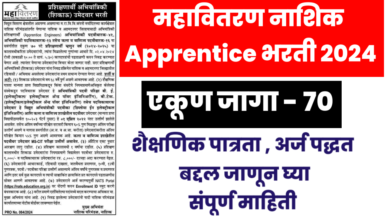 Mahavitaran Nashik Apprentice Bharti 2024