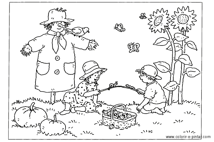 25 desenhos de espantalho para colorir