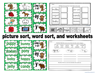 https://www.teacherspayteachers.com/Product/Long-e-y-ey-and-y-Literacy-Activities-Bundled-with-Assessment-617052