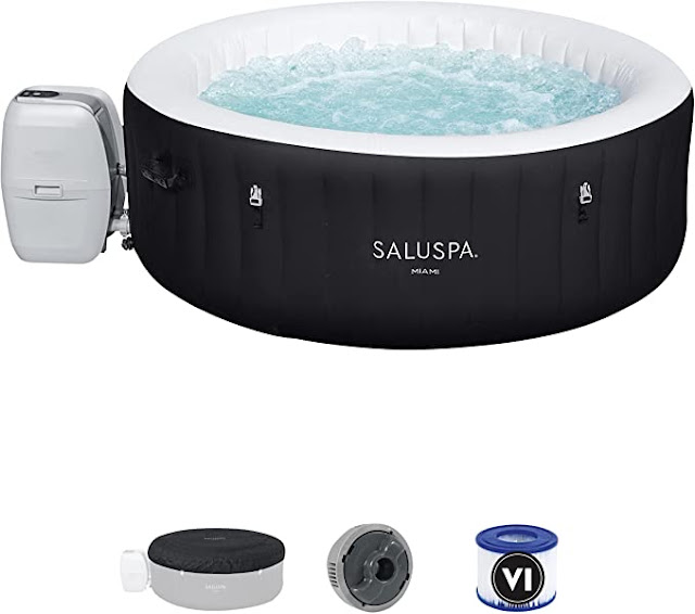 Amazon Bestway SaluSpa Miami Inflatable Hot Tub, 4-Person AirJet Spa