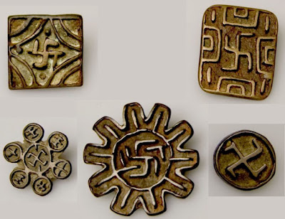 5 Nestorian Christian bronze artifacts with swastikas.