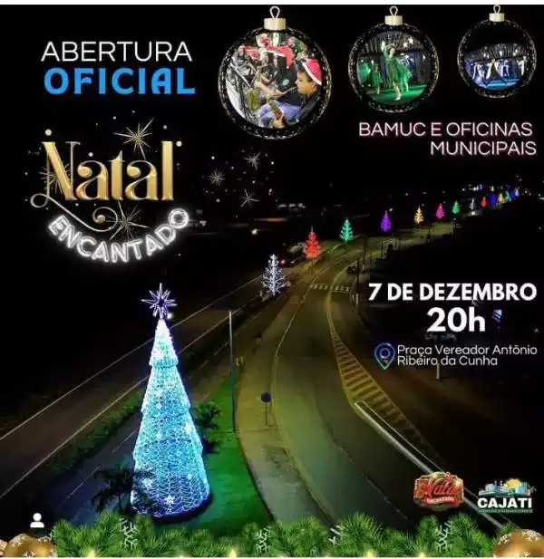 Natal Encantado de Cajati terá sua abertura Oficial realizada neste Sábado 07-12