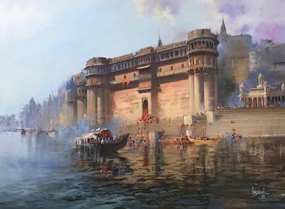 GHATS OF BENARAS painting Bijay Biswaal