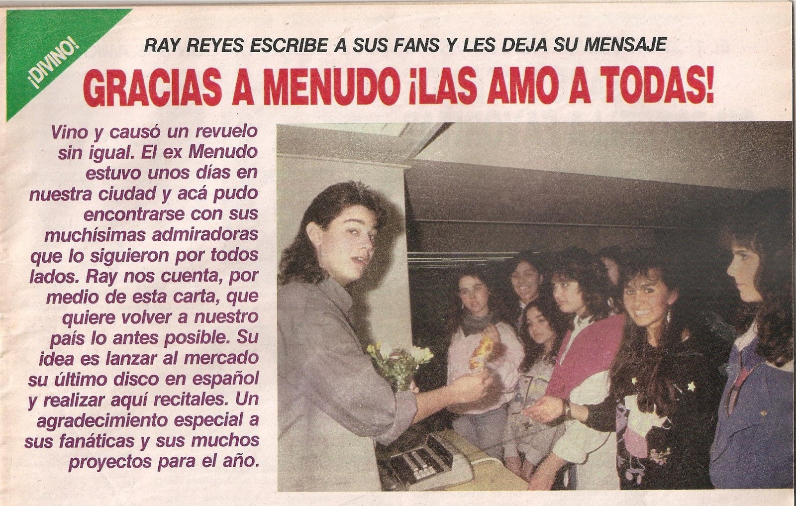 EL REENCUENTRO CON MENUDO: Ray Reyes ,nos deja un mensaje ...