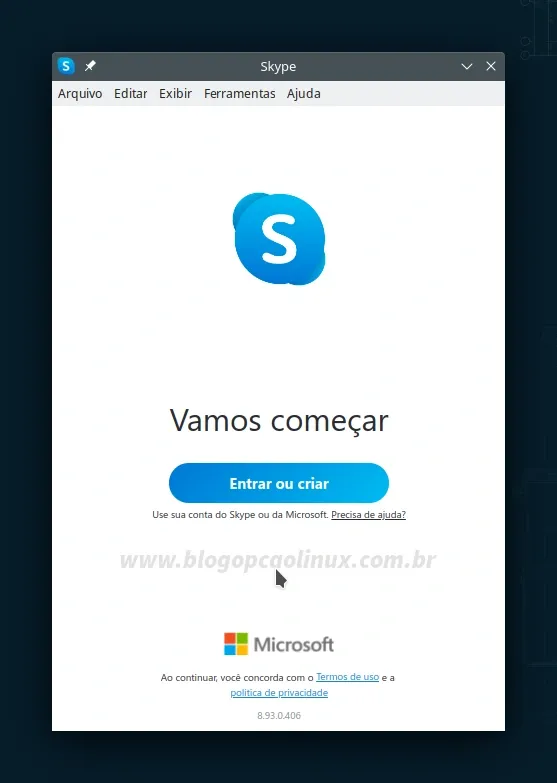 Skype executando no openSUSE Tumbleweed