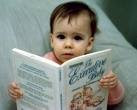 baby reading a book