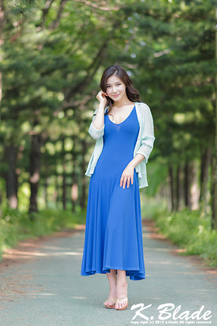 5 Hwang Ga Hi - Blue Maxi - very cute asian girl - girlcute4u.blogspot.com