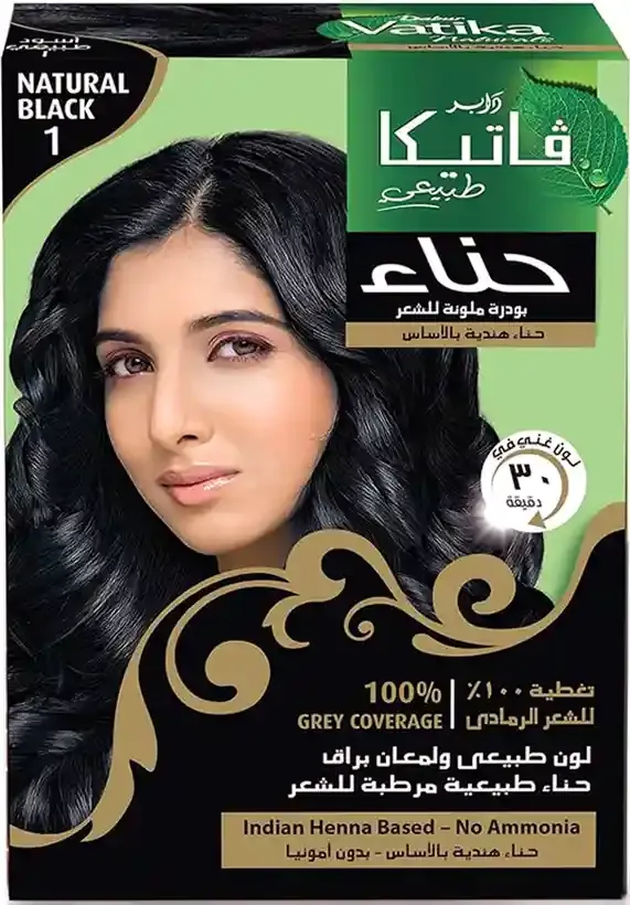 حناء فاتيكا الهندية السوداء vatika naturals indian henna black : لشعر أسود طبيعي