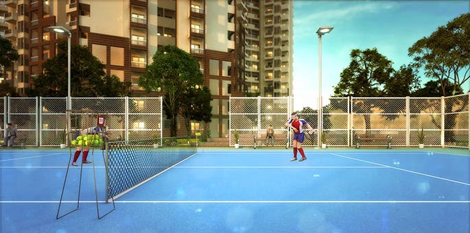 Tennis court at club house by SHRI Radha SkyGardens in Noida Extension