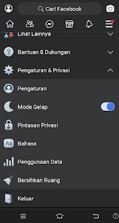 Facebook dark mode aktif