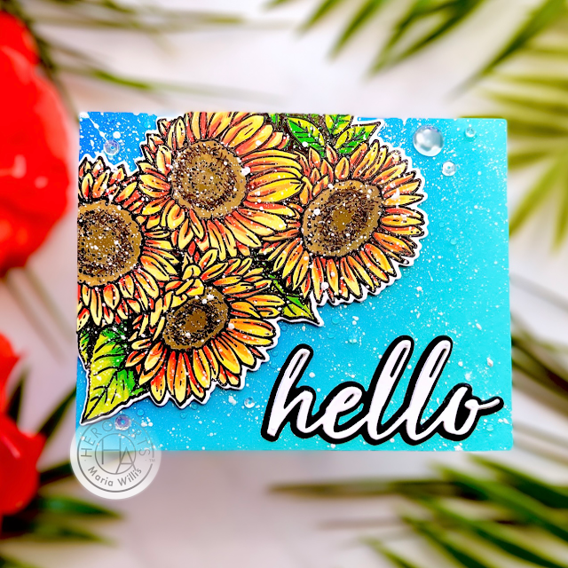 Cardbomb,maria willis,Hero Arts,My Monthly Hero September 2021,#sunflower,cards,cardmaking,stamps,stamping,art,diy,paper,papercraft,nuvo,create,handmade,foiling,die cutting,