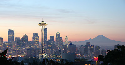 Space Needle on Downtown Seattle from Queen Anne Hill