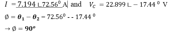 Phase difference calculation in RC circuit