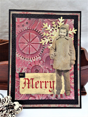 Sara Emily Barker http://sarascloset1.blogspot.com/ Be Merry Christmas card Tim Holtz 3D embossing 1