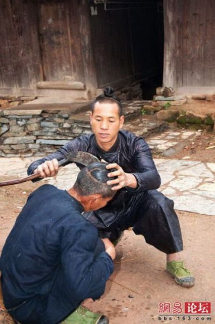 Extremely Haircut. Very Scary and Dangerous Haircut. Haircut Using a Sickle