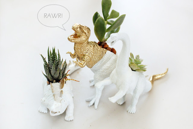 DIY: Dinosaur Planters by www.highwallsblog.com