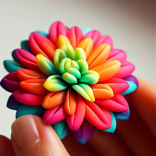 flor de arcilla polimérica de colores vivos y brillantes generada con IA