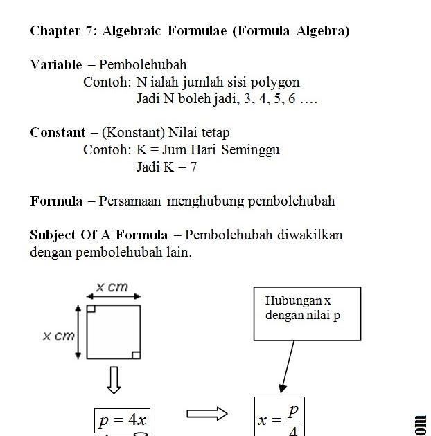 Soalan Matematik Algebra Tingkatan 3 - Selangor o