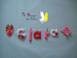 nombre-fieltro-Clara-felt-feltro-elbosquedelulu-hechoamanoparati-decoración-infantil-name-banner-babyroom-regalo-personalizado