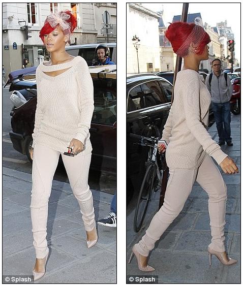 rihanna red hair bow