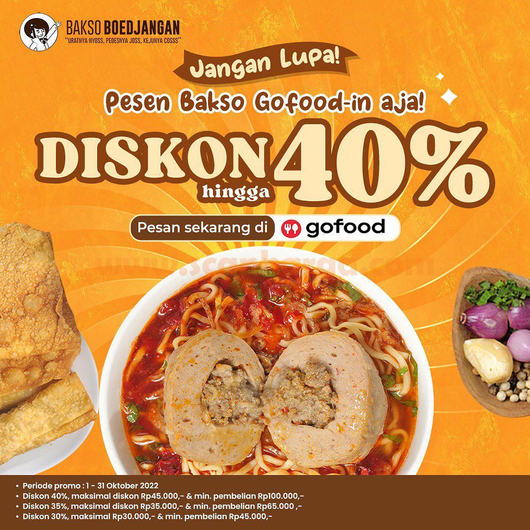 Promo BAKSO BOEDJANGAN GOFOOD DISKON 40%