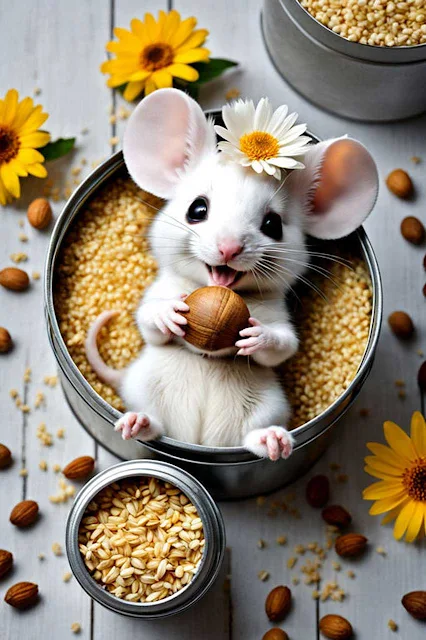 Papel de Parede Ratinho Branco Feliz