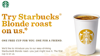 free Starbucks Blonde Roast coffee