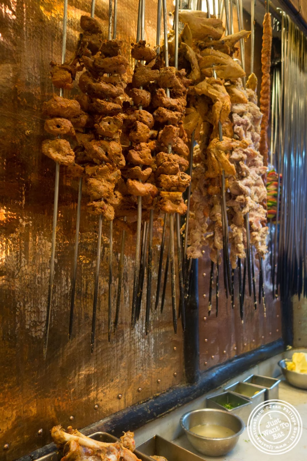 image of meat skewers at Bukhara in Delhi, India