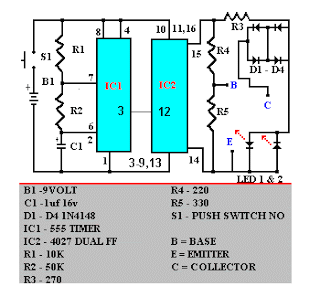 Transistor Checker with 555 Timer & 4027IC
