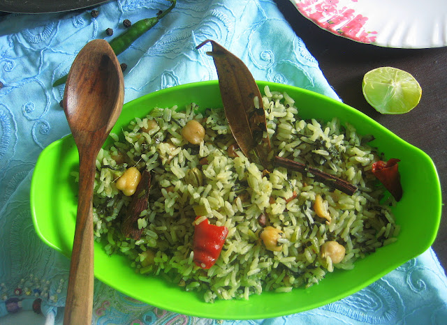 palak sprouted channa rice