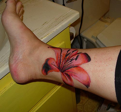 Red foot hibiscus flower tattoos for women collections