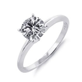 Engagement Rings: White Gold Round Four 4-Prong Solitaire Diamond Rings