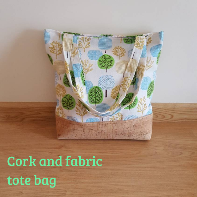 Cork and fabric tote bag