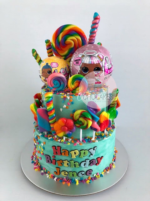 LOL Cake candy cake sweet sweets 2 tier tiers lollipops chucakes singapore