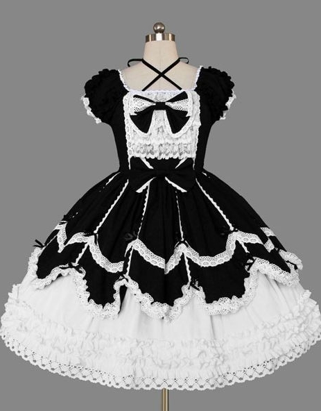 Black and White Lace Gothic Lolita Dress