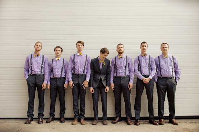 grooms in purple wedding