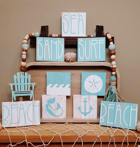 Handmade Mini Wood Beach Signs