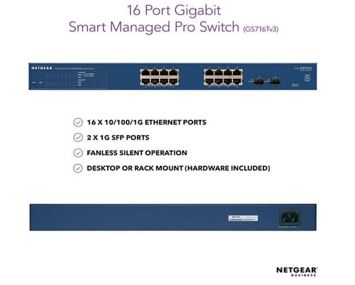 NETGEAR GS716T Gigabit Ethernet Smart Switch