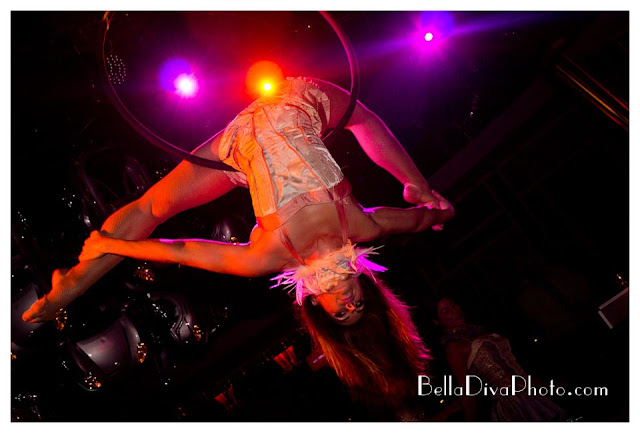 Company Holiday Party, Fluxx nightclub, Gaslamp Quarter, San Diego, hoop aerial performer