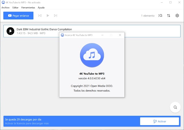4K YouTube to MP3 v4.0.0 - Descarga y convierte a MP3 desde YouTube y más sitios
