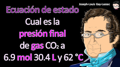 Dado que hay 6.9 moles de gas monóxido de carbono en un recipiente de 30.4 L de volumen, ¿cuál es la presión del gas (en atm) si la temperatura es de 62 °C?