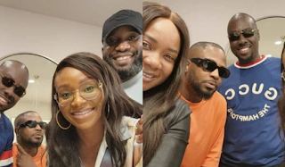 Fans drag Tunde Ednut over his height as he visit Obi Cubana and wife [photos]