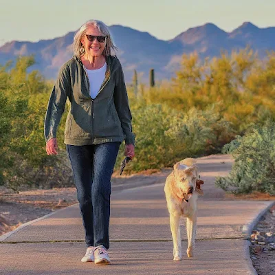 women walking dog yuma age in place independent living