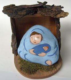 painted rocks, nativity scene figures, Cindy Thomas